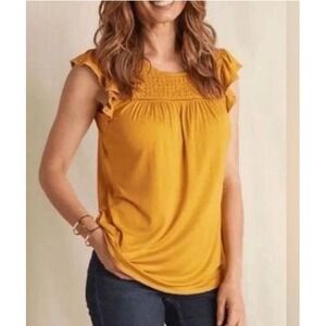 Matilda Jane Womens Golden Hour yellow smocked top NWT Size Medium